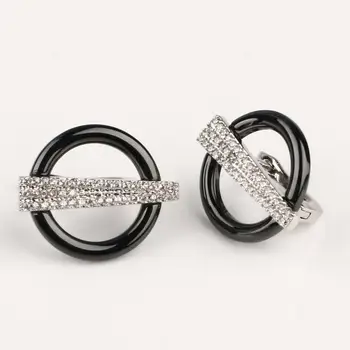 Fin 5 kom./compl. keramičke naušnice Claasic crno bijeli drugačiji stil za žene sa sjajnim Kristalno moda za vjenčanje nakit