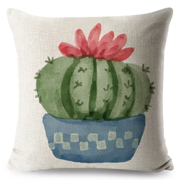 Акварельный kaktus jastučnicu biljka rublje 45*45 cm kvadratnom jastučnicu za kauč kuće ukrasne tiskani cvijeće baciti jastučnica