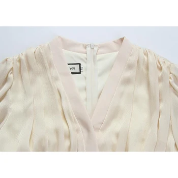 2020 Women V-Izrez Seksi Brand Design Elegantno Bijelo Двубортное Fina Zimska Haljina Dugih Rukava Luxury Party Midi Dress Odijevanje