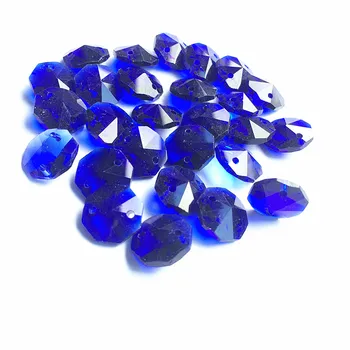 Visoka kvaliteta 100pc kraljevski plava 14 mm Crystal osmerokut luster pribor u dva otvora(besplatno prsten)Diy staklena nit гирлянда perle