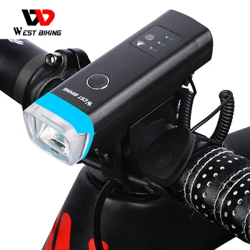 WEST BIKING Front the crazy Light Smart Induction USB Charging Headlight LED Light With Bike Horn vodootporan Biciklizam svjetiljku