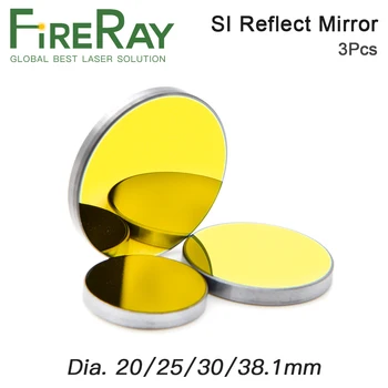 FireRay 3Pcs Co2 Laser Si odražava ogledalo za lasersko graviranje pozlaćeni silicijski reflektirajuća leće Dia.19 20 25 30 38,1 mm
