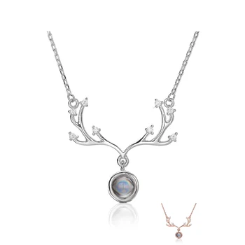 SILVERHOO 925 sterling silver nakit božićni Rog privjesak ogrlice Za žene ključne kosti lanac ogrlica Valentinovo poklon