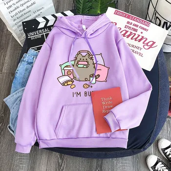 The cat hoodie women fashion kawaii korean harajuku Sweatshirt pink female 90s cartoon clothes ženska kapa негабаритный