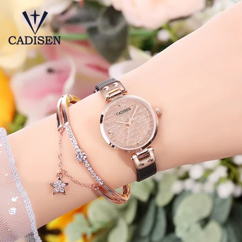 CADISEN Women Quartz Watch All Stainless steel Creative Ladies WristWatch Luxury Fashion Brand Giving Bracelets relogio feminino