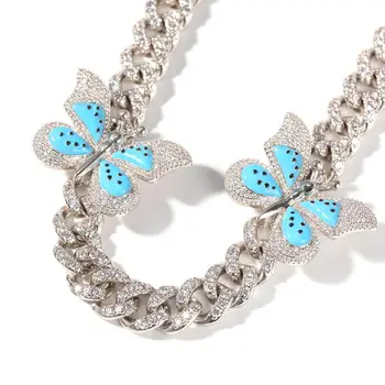 UWIN modni nakit 12 mm CZ leptir ogrlica ledene srebrne boje luksuz Bling ogrlica ogrlica šik pribor drop