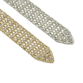 Moda Ženska gorski kristal struk lančani remen luksuzni sjajan srebrni pojas vjenčanica