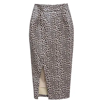 Леопардовая kožna suknja ženska 2020new jesen i zima su tanke suknje, ženske duge sekcije леопардовая suknja split visokim strukom