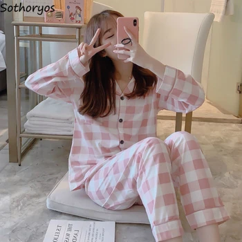 Pidžama setovi žene s dugim rukavima jesen 2XL cardigans tiskanih elegantan tanak modni korejski stil kućna odjeća džepove Ženske pidžame novi