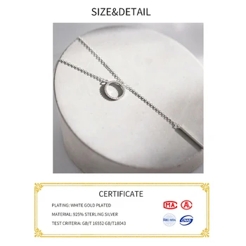 Sada čisto (eng. sterling) srebro 925 sterling geometrijski ogrlicu okruglo ogrlica sa četkom za moderne žene минималистичные fin nakit slatka pribor