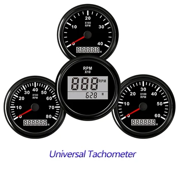 Brzinomjer za brod motor 52/85 mm mini cijele LCD digitalni crveno svjetlo 0-9990 o / min motor kamion senzor 12-24 u Brojač krugova brojač sati