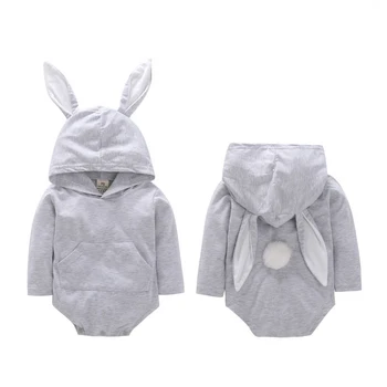 Pudcoco 0-24 m bodys s kapuljačom dječja dječja djeca dječaci djevojčice kombinezon Rabbit 3D uha krzno loptu odjeća jednodijelni odijelo