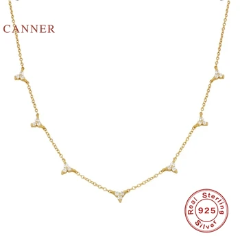 CANNER INS Mini 925 sterling srebra Ogrlice za žene 2020 zlato 18k tri dijamanta slaganje nakita lanac ogrlica ogrlica