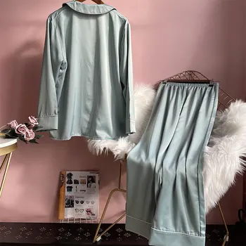 Lisacmvpnel led svilene pidžame Ženske proljeće i jesen dugih rukava, hlače francuski elegantan kućna odjeća