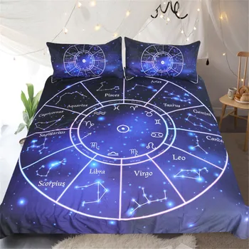 Zodijački Krug Komplet Posteljinu Astrologija Zviježđa Deka Svemir Galaxy Veo Škorpija I Lav Posteljina