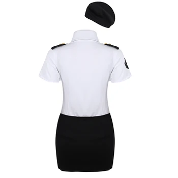 Ženski policajac policajac žena jedinstvena cosplay uloga igranje igra odijelo odbačenost ovratnik košulja, mini-Bodycon suknja šešir i kravatu