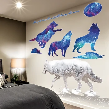 [shijuekongjian] strašni vuk zidne naljepnice DIY životinje zidne naljepnice za doma dnevni boravak spavaća soba dječja soba dekoracija
