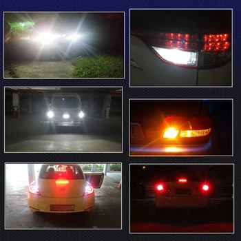 WLJH 2x High Power White Amber Red 1156 BA15S 7506 P21W LED 4014 3030 Chip Car Reverse Backup Parking Light Lamp DRL lampa objektiv