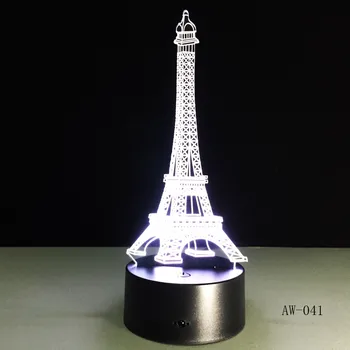 3D Night Light 7 Color Eiffel Tower lampe za Remote Touch USB LED Night Light Home Decor Božićni dar za djecu AW-041
