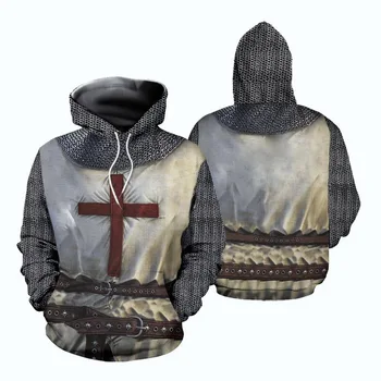 Vitezovi templari 3D tiskanih veste Muški Ženski moda svakodnevni kapuljačom hoodies ulica ogroman pulover odjeća