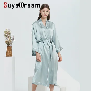 SuyaDream prirodna svila žene duge haljine svila saten pojasni zdrav pidžama 2021 proljeće i jesen glavni odjeća kimono