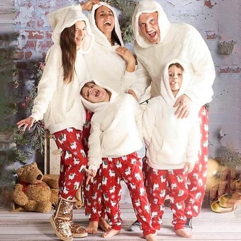 Obitelj odgovarajuće božićne pidžama set 2 komada pliš zimske tople muškarci žene Dijete Roditelj-Dijete odjeća odjeća za spavanje pidžama pidžama novi