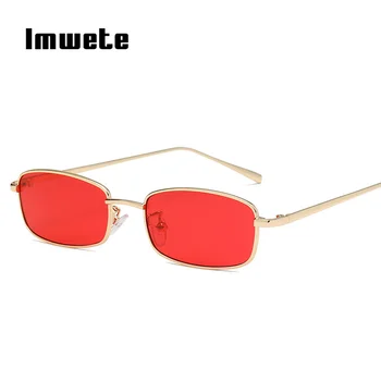 Imwete male kvadratne sunčane naočale za žene i muškarce stare crvene sunčane naočale prozirne folije prozirne leće, naočale metalnih okvira nijanse naočale