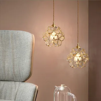 BEIAIDI Modern Creative Personality Single Head Pendant Nordic Light Retro LED Gold viseće svjetiljke krevet lampa za spavaće sobe E27