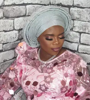 Najnovija luksuzna 3D Cvjetni Afrička suhe cvjetne čipke tkanina siva francuski nadvoji cvjetne čipke tkanina s perlicama i šljokicama za nigerijski večernje haljine F1726