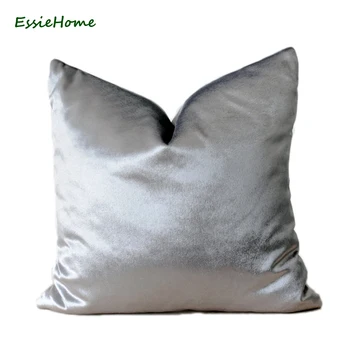 ESSIE HOME Luxury sjajni Svilene baršun jastuk Jastuk je svijetlo siva, srebrno baršun jastučnica jastučnica Lumbar jastučnicu baršun