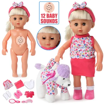 12 inča bebe reborn baby doll 30 cm simulacija zvuk duge kose i haljina češalj pribor dječji realan moda plišani pas za igračke djevojčice