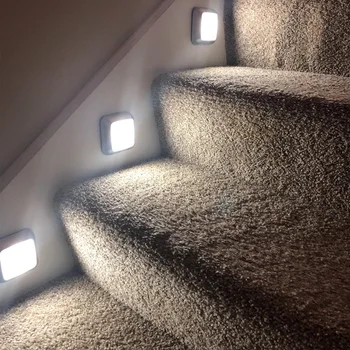 1 kom. LED PIR motion sensor light battery LED night light, koristi se za garderobu stepenice kuće rasvjete hodnika silver shell night lig