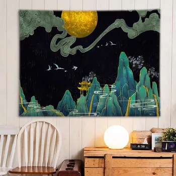 Lunar uzorak tapeta psihodelični zidna tapiserija za kuće deco Dnevni boravak Spavaća soba zid umjetnost velike veličine Besplatna dostava