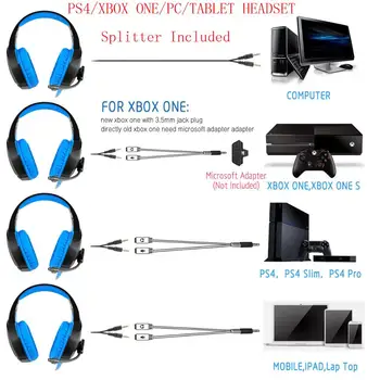 Onikuma K1 gaming slušalice s mikrofonom LED Light Deep Bass slušalice Casque za PS4 laptop PC Gamer