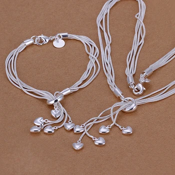 QiLeSen925 srebra djevojke dame kazna ogrlica narukvica popularni nakit dame poklon set nevjesta Božićni poklon S009