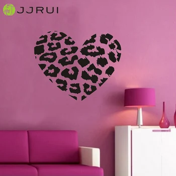 JJRUI Leopard Spot Heart Vinil naljepnica na zid oznaka Leopard Print DIY Decor Home Decoration za 21 spavaćih soba boju