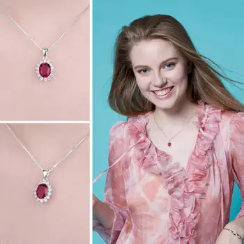 JewelryPalace 3ct nastao rubin crvene privjesak ogrlica 925 sterling srebra dragulji ogrlicu izjava ogrlica žene ne lanca