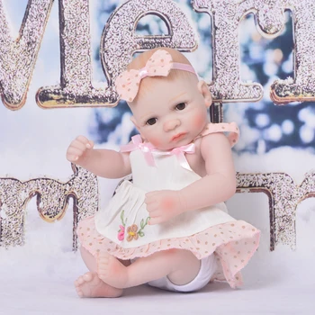 Unikatni 11 Inch Peanut Baby Toy Full Silicon Vinil Princess Mini Reborn Girl Doll Wear Ružičastoj Haljini Za Djecu Pokloni Za Rođendan