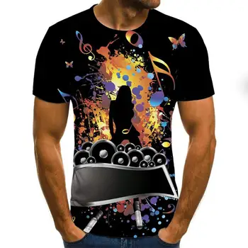 Glazba je umjetnost glazbeni instrument 3D kompletan ispis moda majica unisex hip-hop stilu majica ulične casual ljeto