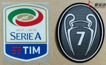 2017-2018 Milan patch set 17 18 Lega Calcio Serie A soccer patch+grey 7 times winners trofej patch 7th champion cup