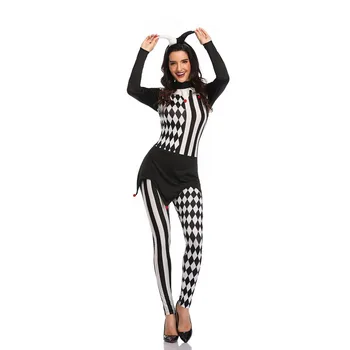 Crno-bijela kockice zabavan cirkus kostim klauna za žene Stephen King ' s it Cosplay Costume For Halloween Party Outfit Suit