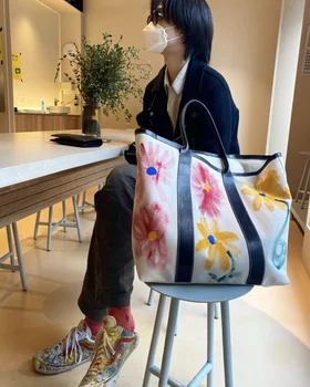 Žene platnu art print višekratnu upotrebu vrećice na remenu jednobojnu velikog kapaciteta višenamjenski ručka žene shopping torbe