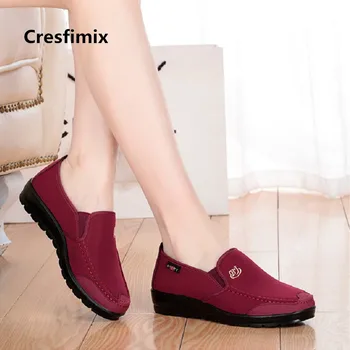 Cresfimix žene klasicni udoban neklizajući crvene skliznuti na ravnim potplatima ženska moda svakodnevni jesen i zima plus veličina cipela a2971