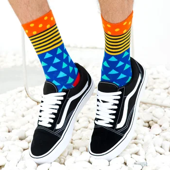 SANZETTI New 5-12 pari čarapa posade hip-hop novost personalizirane šarene geometrijski dizajn расчесанные pamučne čarape poklon