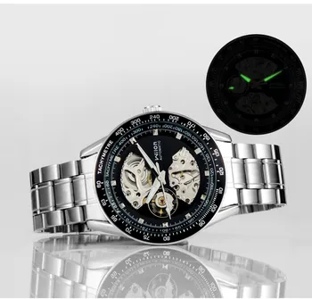 Potpuno automatske mehaničke muški satovi su poslovni šuplje brojčanik od nehrđajućeg čelika digitalni okvir дуговое ogledalo muška haljina sat Wilon923
