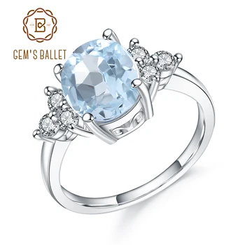 GEM s BALLET Oval 3.47 Ct prirodni nebo plavi topaz je dragi kamen prstena za žene čvrste klasični svadbeni fin nakit od 925 sterling srebra