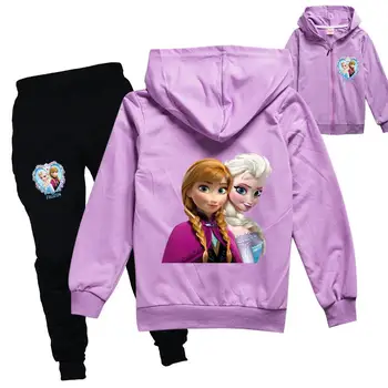 Disney Djeca Djevojke Kaput + Hlače Odijelo Crtani Smrznuto Dječje Odjeće Veste Svakodnevni Princess Moda Clothign Skup