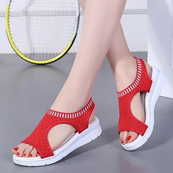 2019 popularne ženske sandale ženska mreža ljetna sportska obuća ulica cipele za hodanje male platforma sandale protežu skliznuti na tenis 45