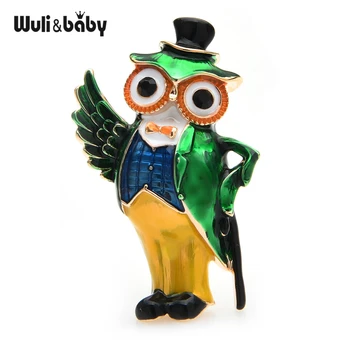 Fizičke&baby New emajl gospodin Owl broš žene 2 boje trske Sova životinja nakit igle pokloni