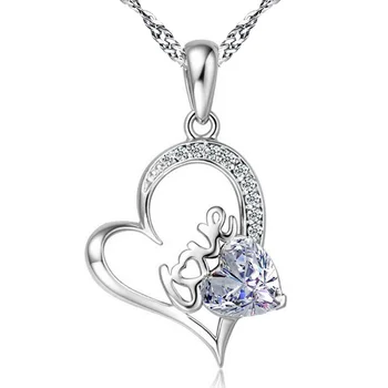 Moda ljubav srce privjesak ogrlice ljubičasta AAA Cirkon privjesak uključuje lanac besplatna dostava